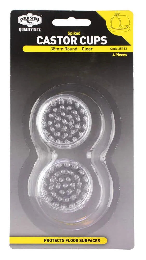 Cold Steel Castor Cups Spiked Plastic Clear 38mm - 4 Pack