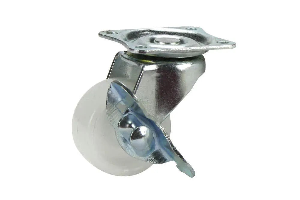 Cold Steel Nylon Swivel Castor with Brake White 40mm