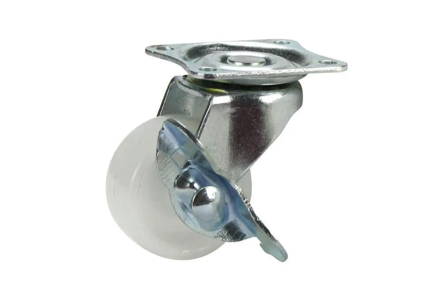 Cold Steel Nylon Swivel Castor with Brake White 40mm