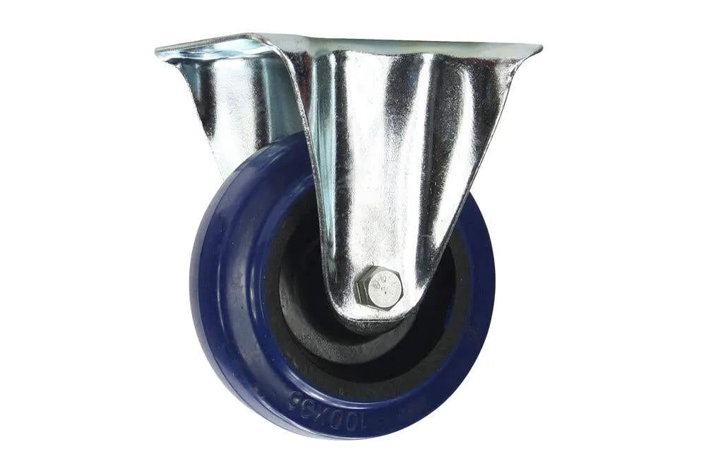 Cold Steel Rubber Fixed Castor Blue 100mm