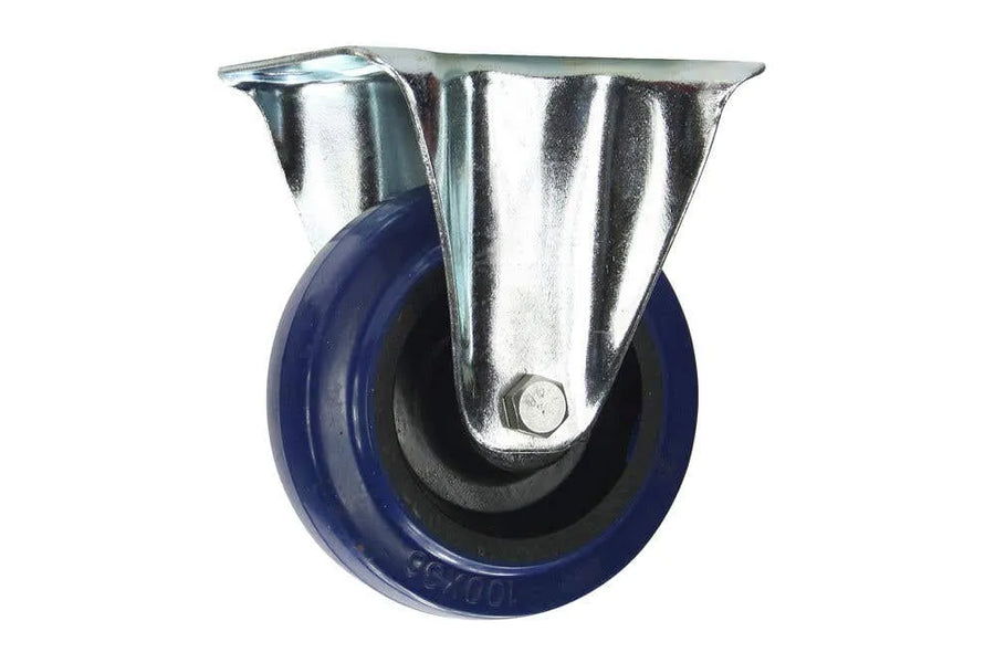 Cold Steel Rubber Fixed Castor Blue 100mm