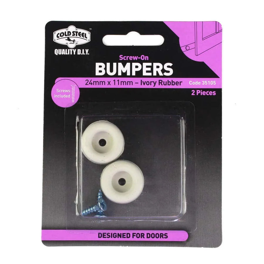 Cold Steel Rubber Screw On Bumpers Ivory 24 x 11mm - 2 Pack
