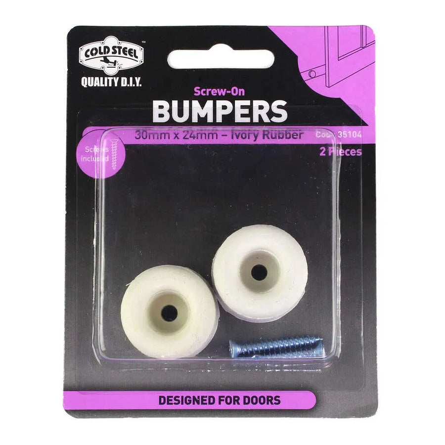 Cold Steel Rubber Screw On Bumpers Ivory 30 x 24mm - 2 Pack