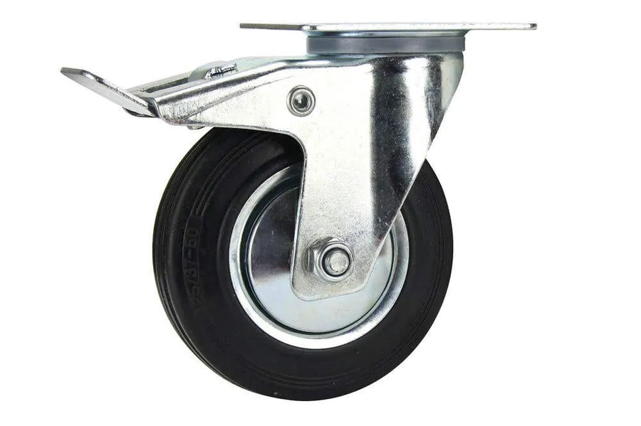 Cold Steel Rubber Swivel Castor with Brake Black 125mm