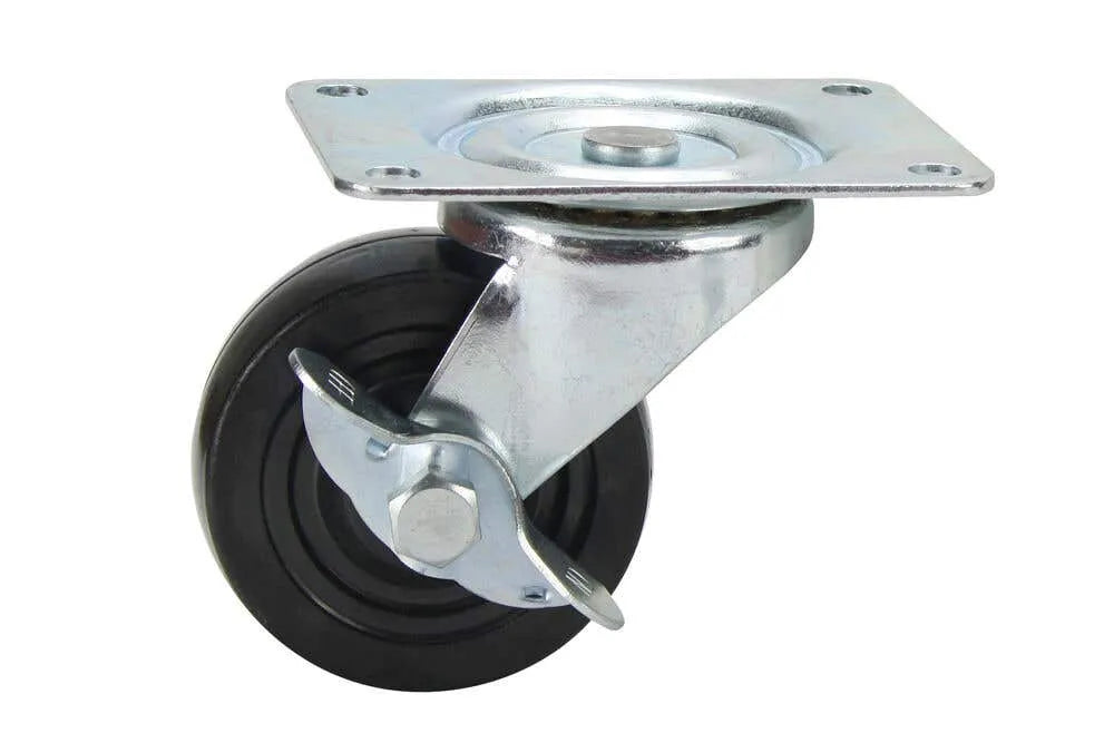 Cold Steel Rubber Swivel Castor with Brake Black 75mm