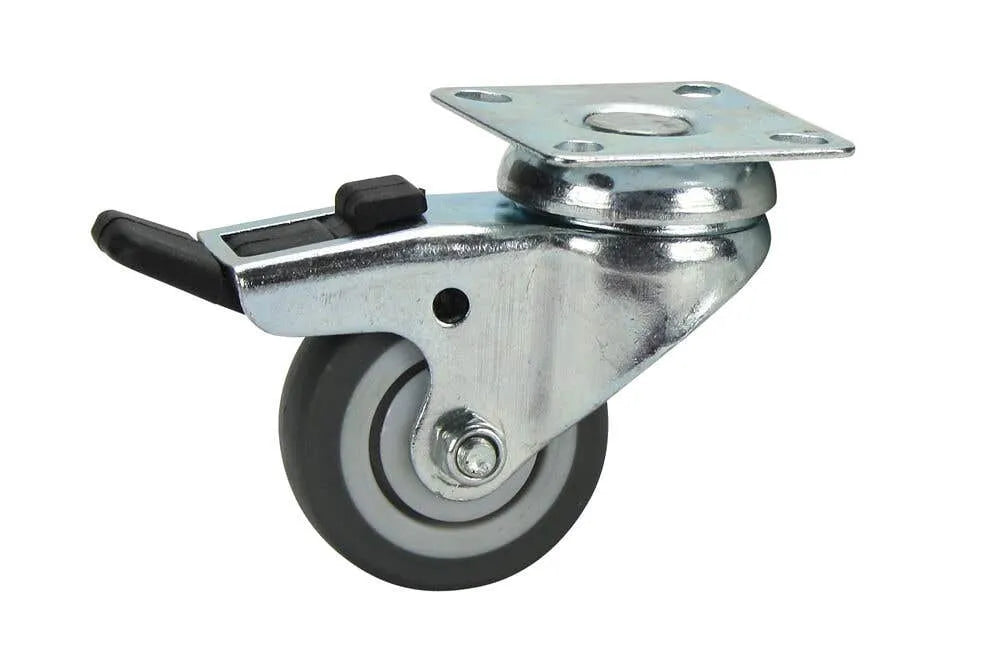 Cold Steel Rubber Swivel Castor with Brake Grey 50mm