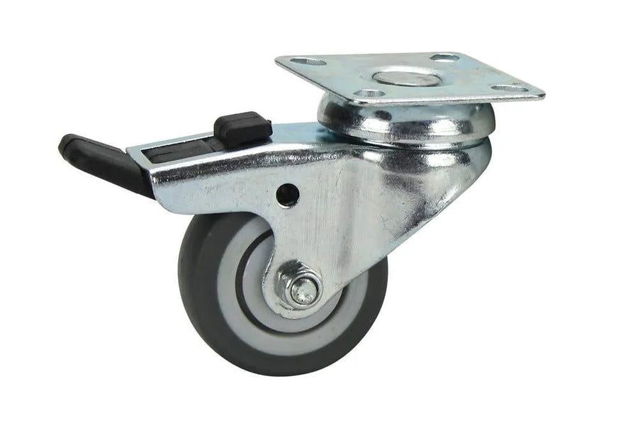 Cold Steel Rubber Swivel Castor with Brake Grey 50mm