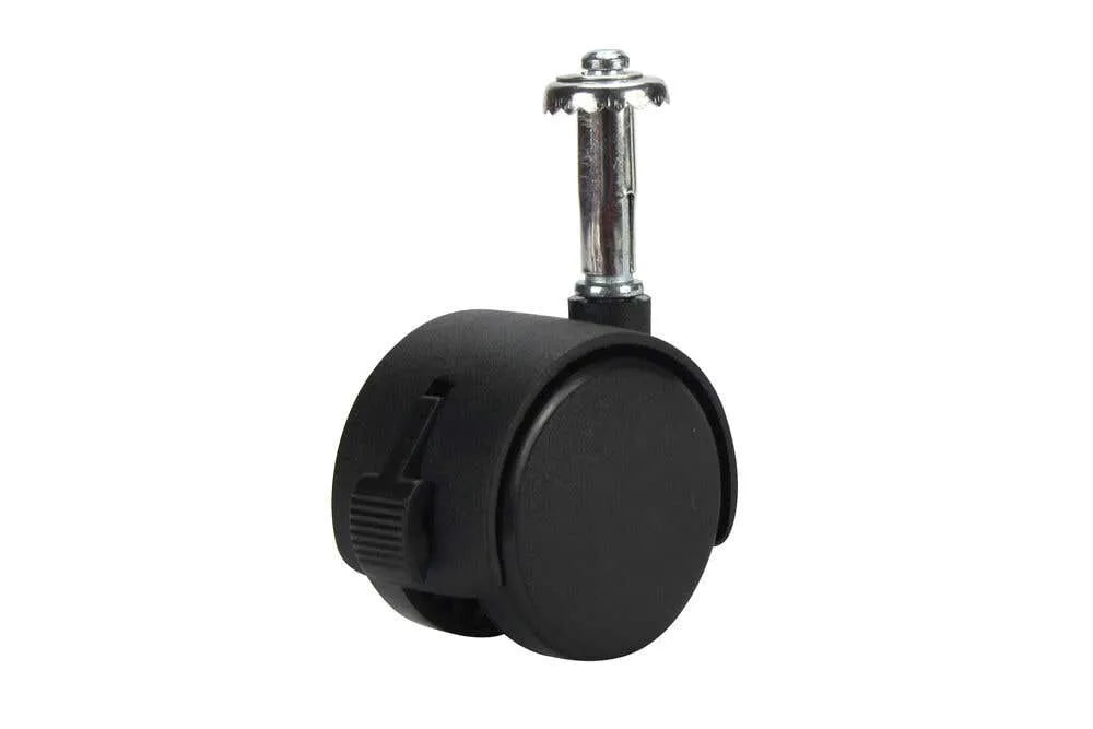 Cold Steel Twin Wheel Hooded Socket Furniture Castor with Brake 50mm - 2 Pack