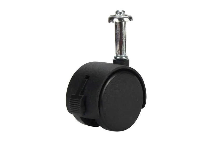 Cold Steel Twin Wheel Hooded Socket Furniture Castor with Brake 50mm - 2 Pack