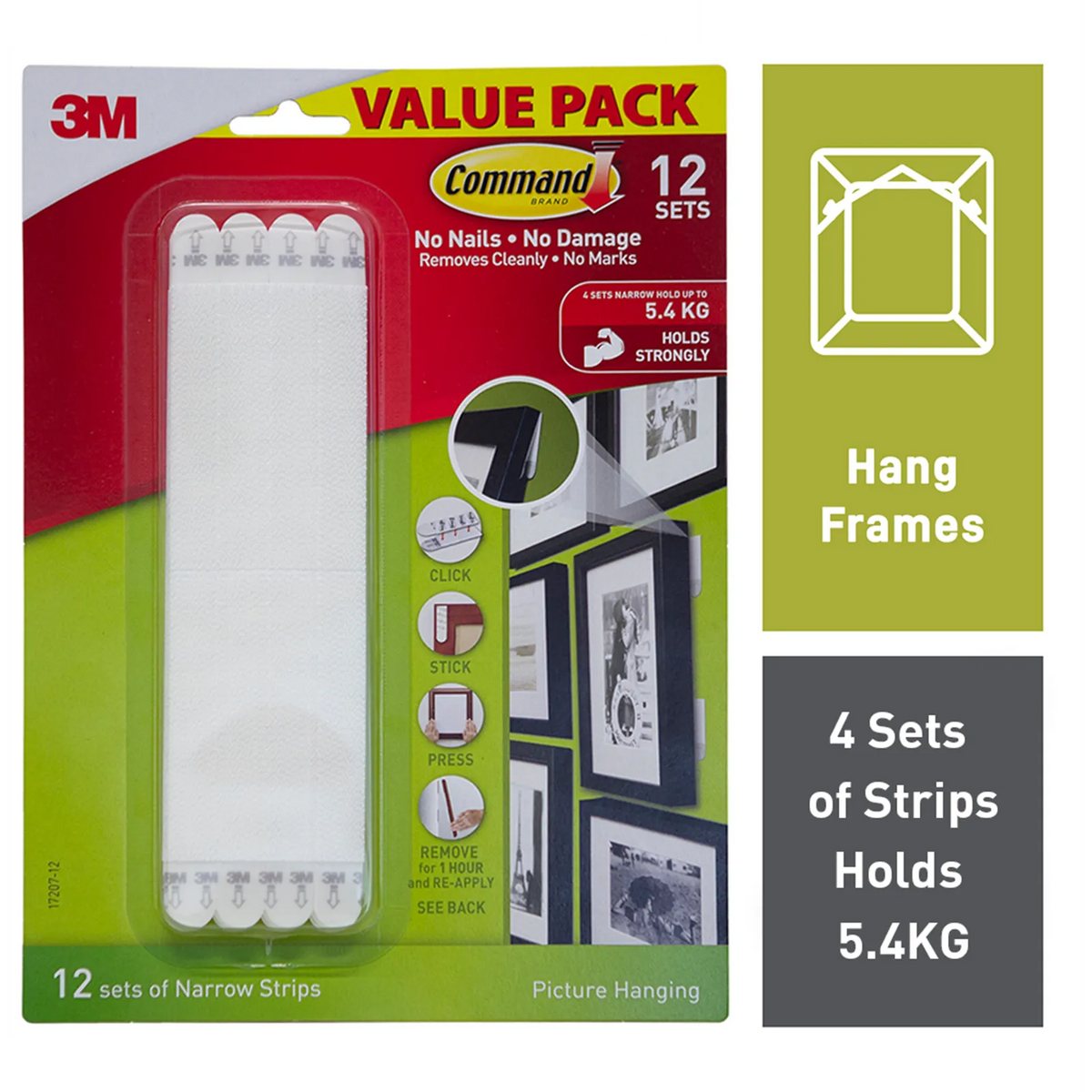 Command Picture Hanging Strip White Narrow - 4 Pack