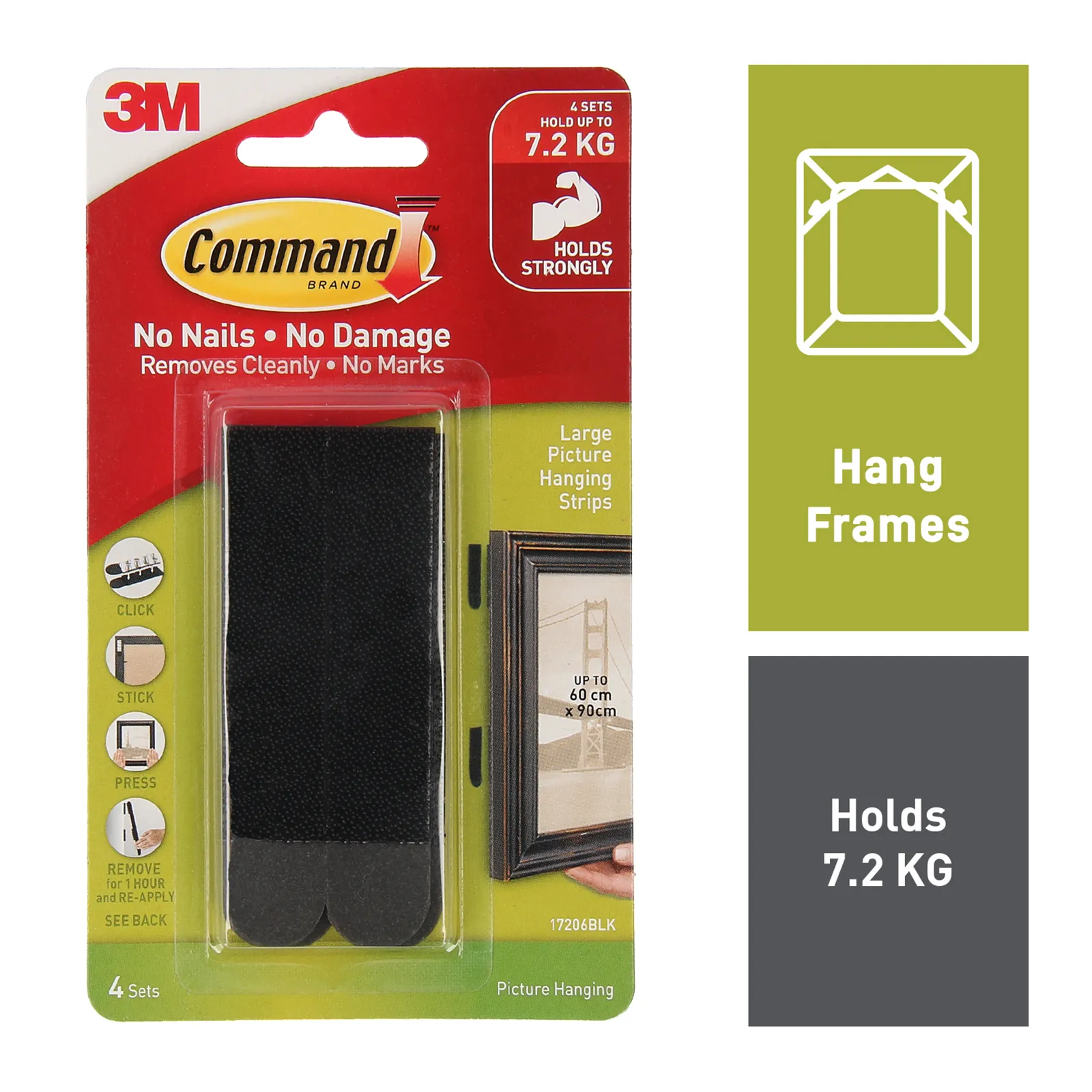 Command Picture Hanging Strips Large Black - 4 Pack