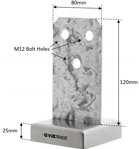 Concealed Support Post Bolt Down Kit Blade & Cap 90mm