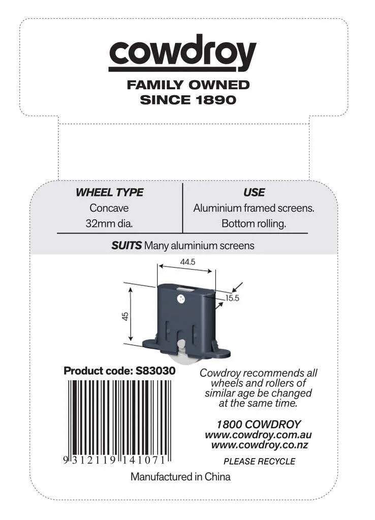 Cowdroy Adjustable Roller Door Carriage with Capacity of 25kg