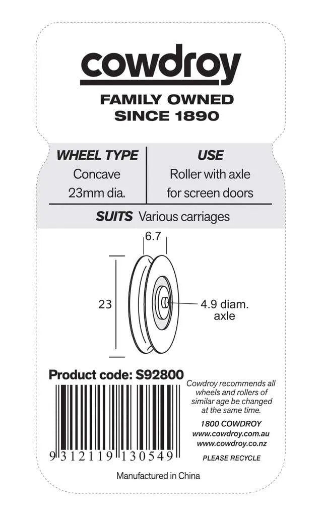 Cowdroy Concave Wheel & Axle 24mm - 2 Pack