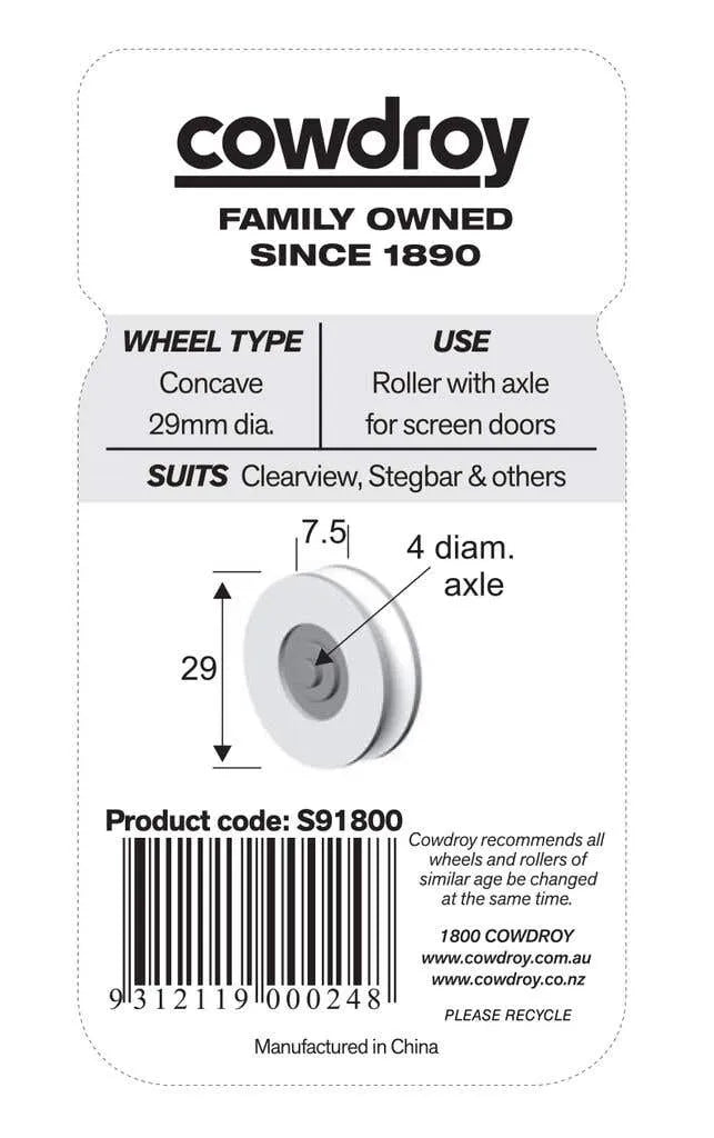 Cowdroy Concave Wheel & Axle 29mm - 2 Pack