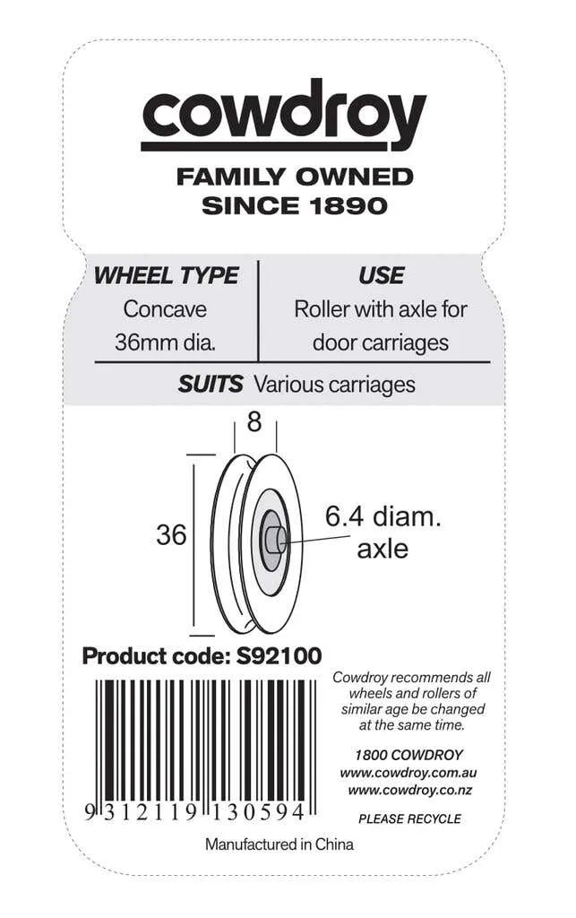 Cowdroy Concave Wheel & Axle 36mm - 2 Pack