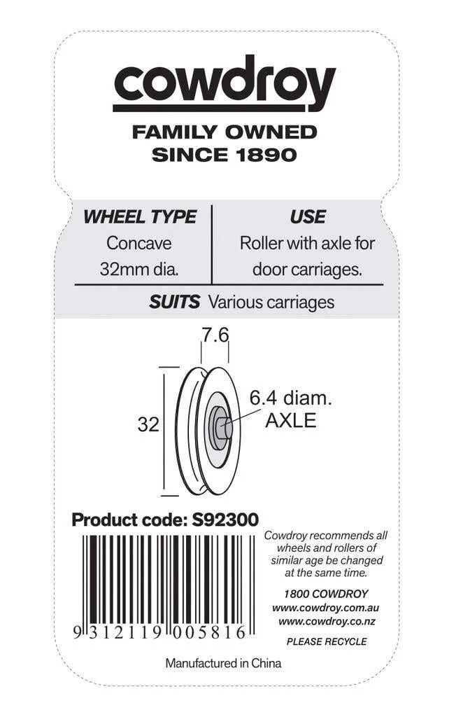 Cowdroy Concave Wheel with Bearing 32mm - 2 Pack