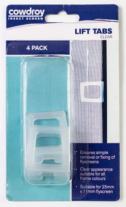 Cowdroy Flyscreen Lift Tabs Clear - 4 Pack