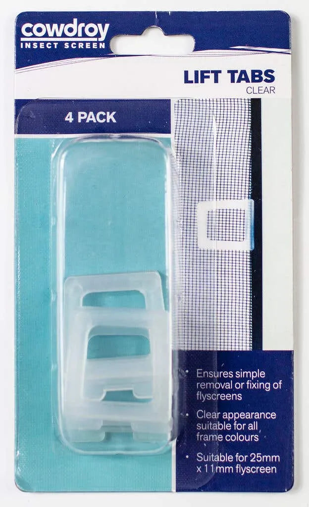Cowdroy Flyscreen Lift Tabs Clear - 4 Pack