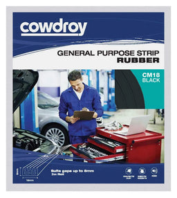 Cowdroy General Purpose Strip Rubber Black 8 x 16mm x 2m