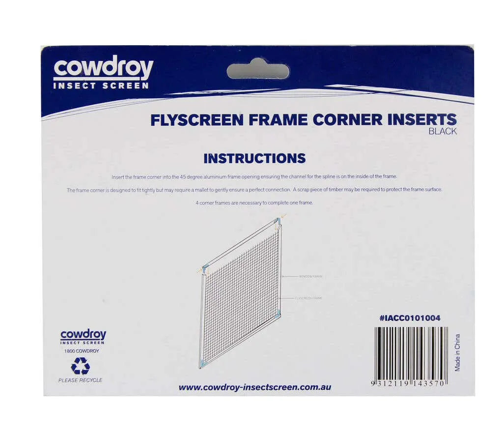 Cowdroy PVC Screen Corner 25mm - 4 Pack