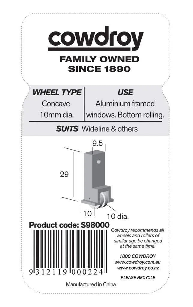 Cowdroy Sheave Concave Wheel 10mm - 2 Pack