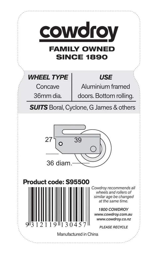 Cowdroy Sheave Concave Wheel 36mm - 2 Pack