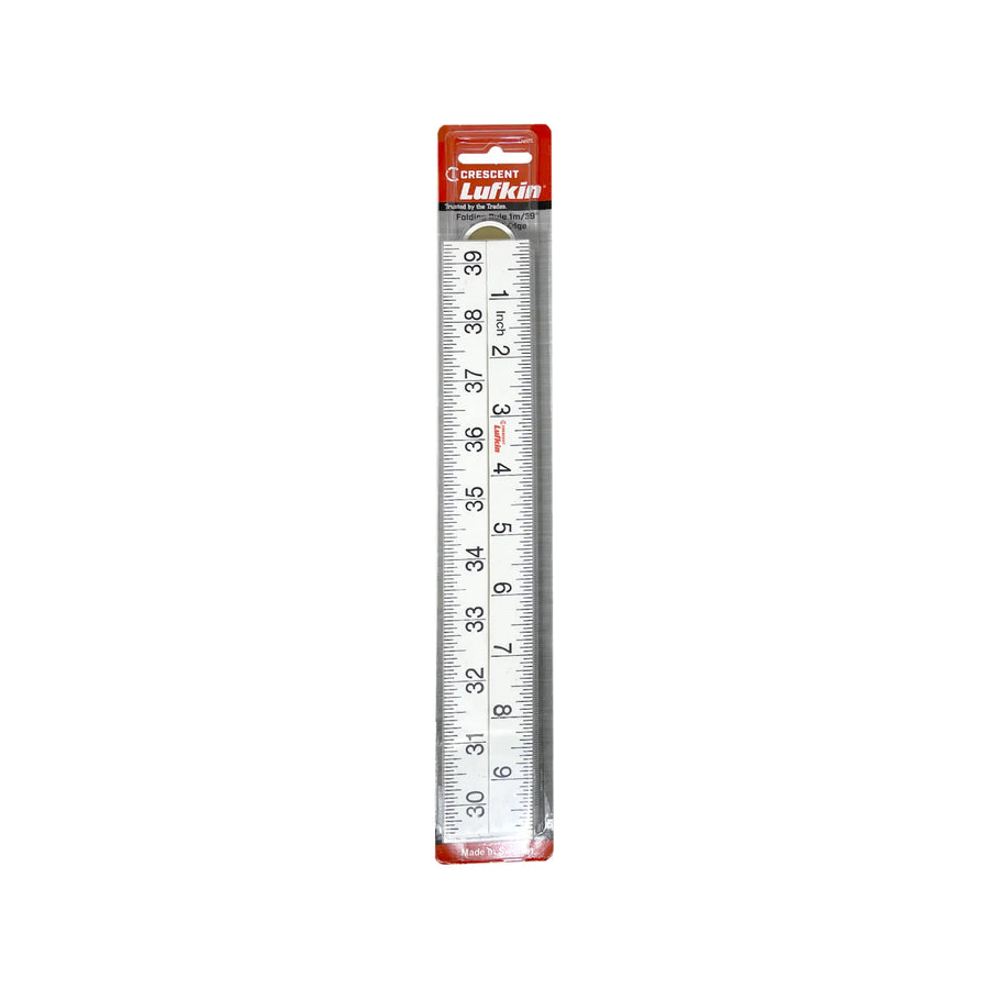 Crescent Lufkin 4 Fold Bevelled Edge Folding Ruler White 39" 1m