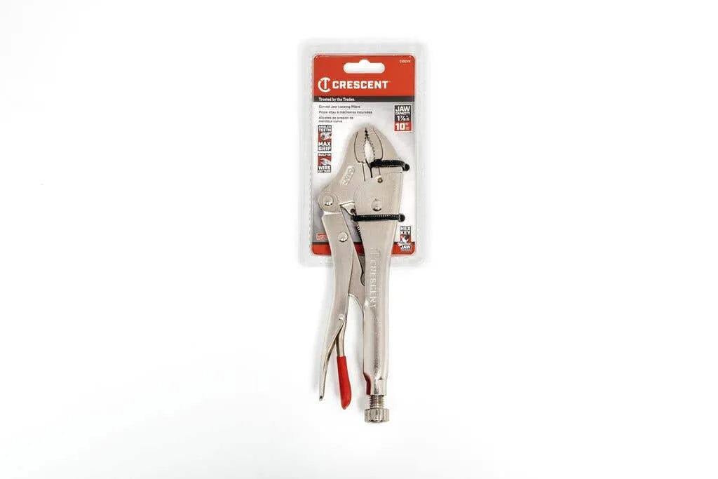 Crescent Pliers Curved Jaw Locking with Wire Cutter 10"