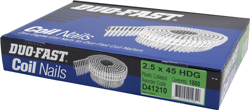 Duo-Fast 0Deg Heavy Duty Galvanised Duo Coil Nail 1800pk - 2.5 x 45mm
