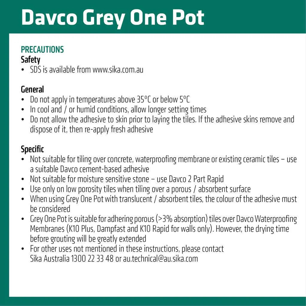 Davco Grey One Pot Tile Adhesive 4L