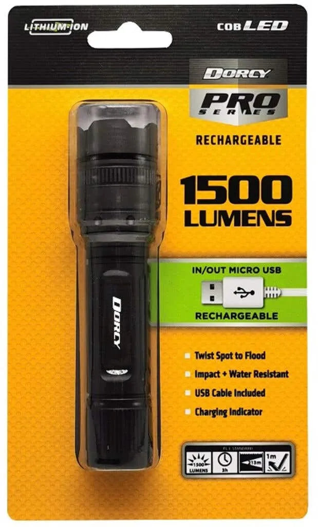 Dorcy Pro Series Flashlight USB Rechargeable 1500 Lumens