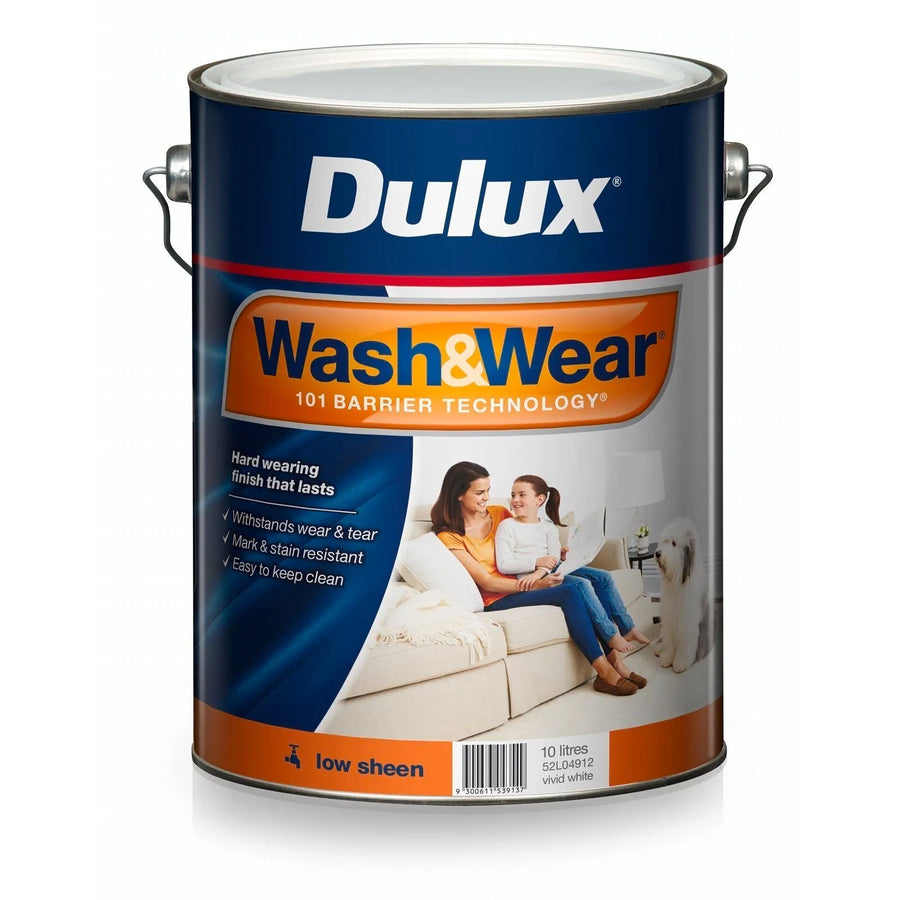 Dulux 10L Vivid White Low Sheen Wash&Wear Interior Paint