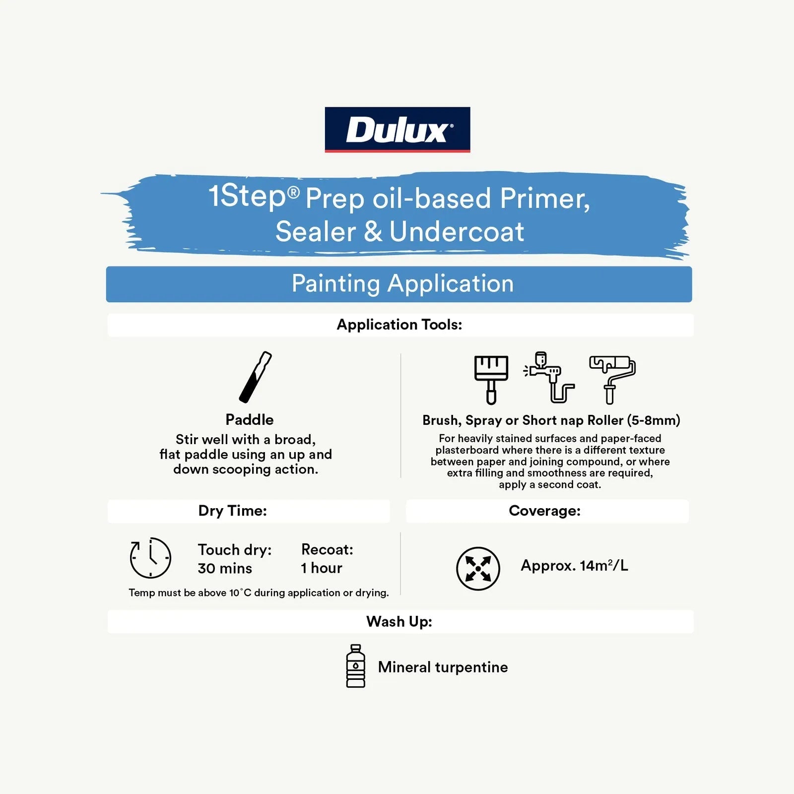 Dulux 1 Step Oilbased Primer Sealer Undercoat 1L