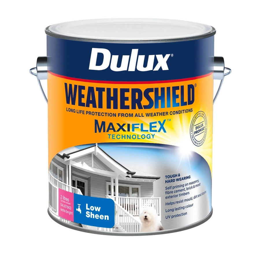 Dulux 2L Extra Bright Low Sheen Weathershield Exterior Paint
