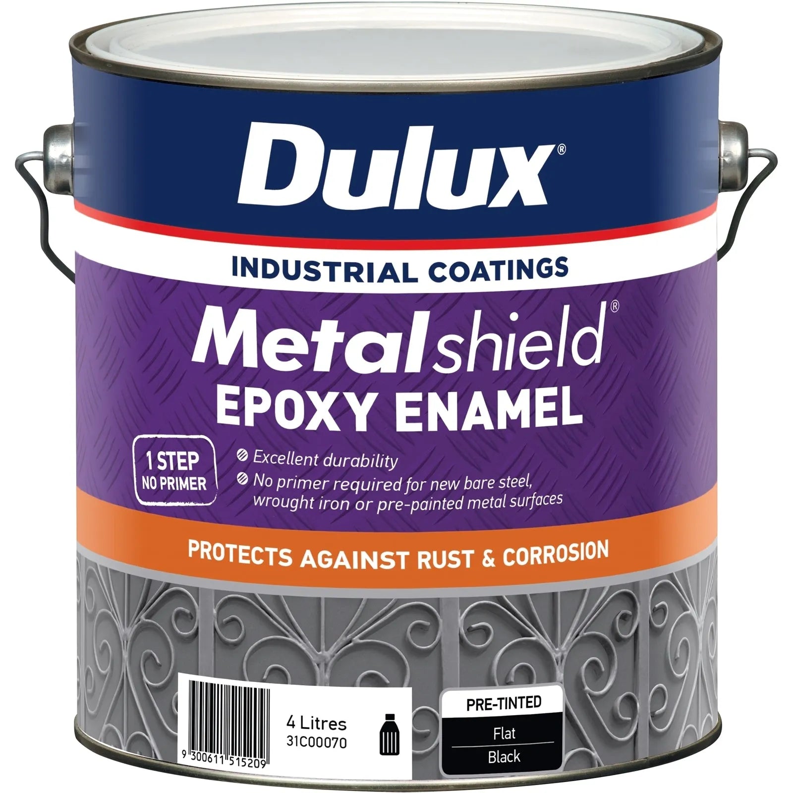Dulux 4L Metalshield Epoxy Enamel Flat Paint Black