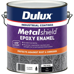 Dulux 4L Metalshield Epoxy Enamel Flat Paint Black