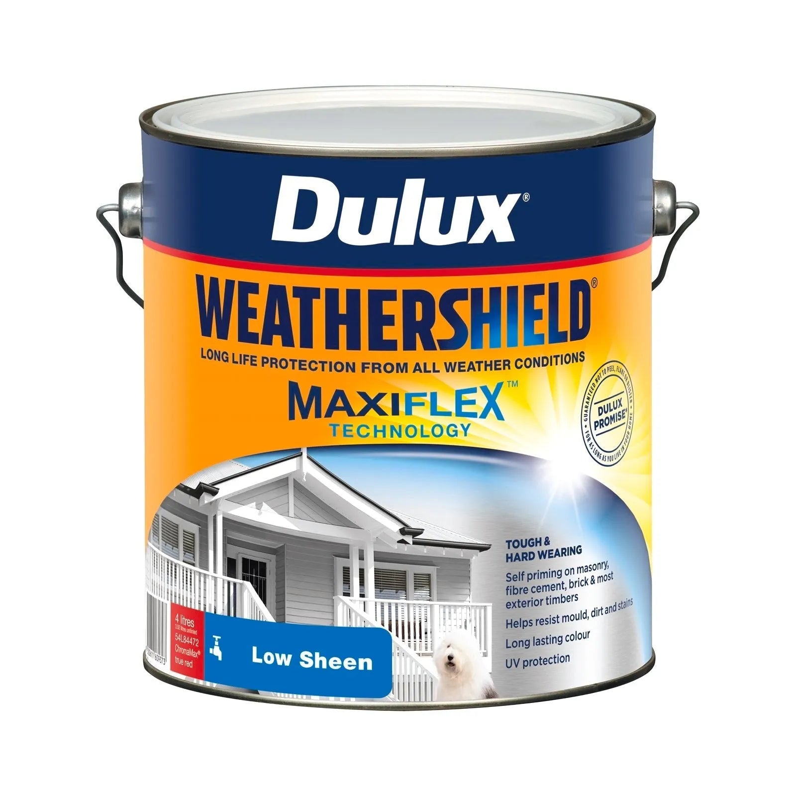 Dulux 4L True Red Low Sheen Weathershield Exterior Paint