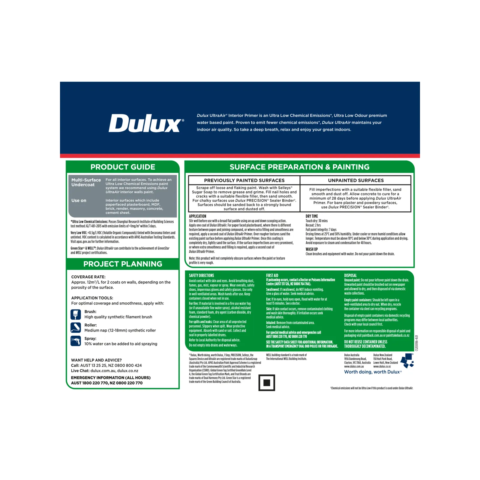 Dulux 4L UltraAir Interior Primer