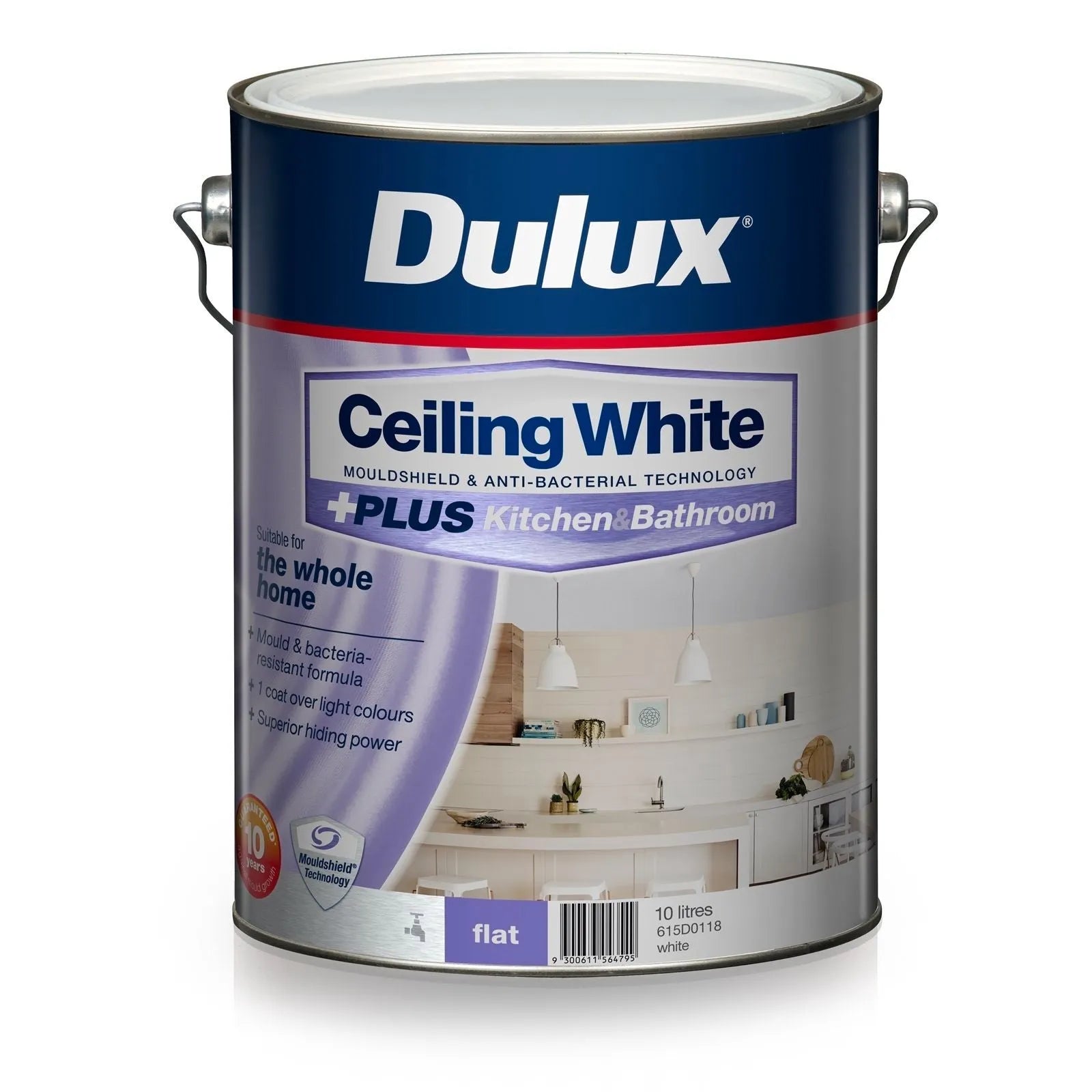 Dulux Ceiling White Plus Kitchen & Bathroom 10L