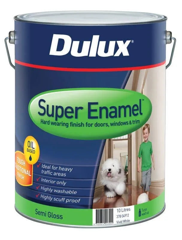 Dulux Super Enamel Semi Gloss Vivid Wh 10L