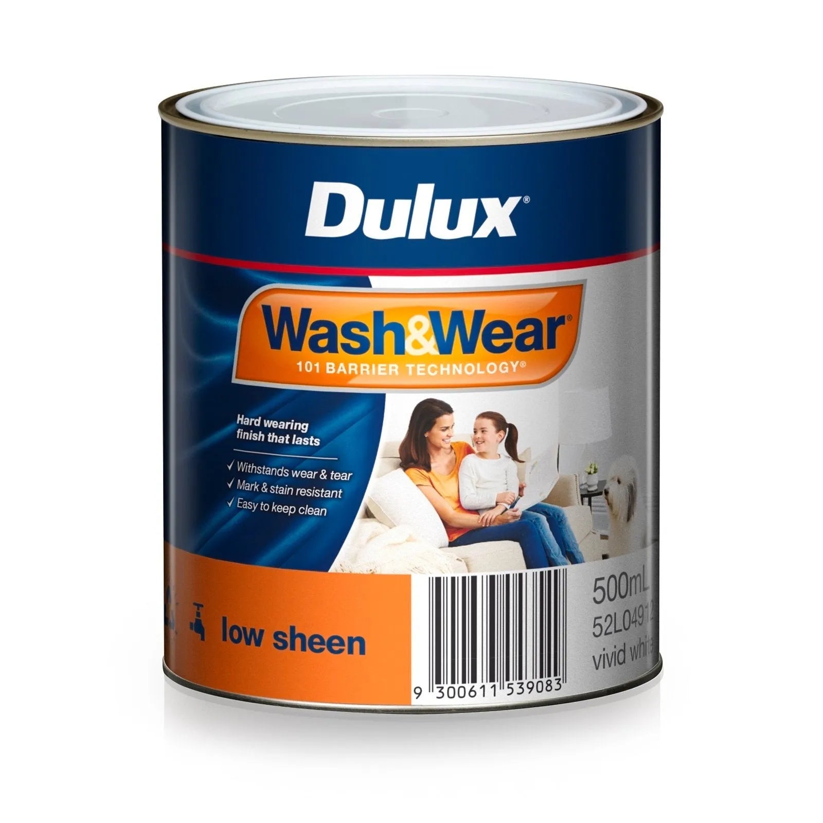 Dulux Wash & Wear Interior Low Sheen Vivid White 500ml