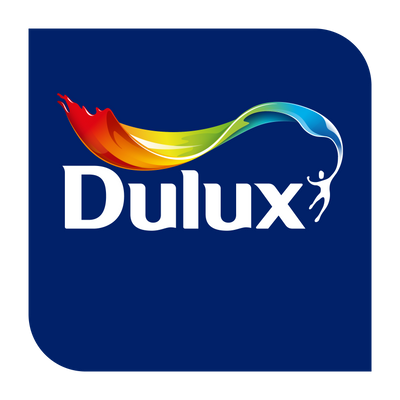 Dulux logo with colorful paint splash.