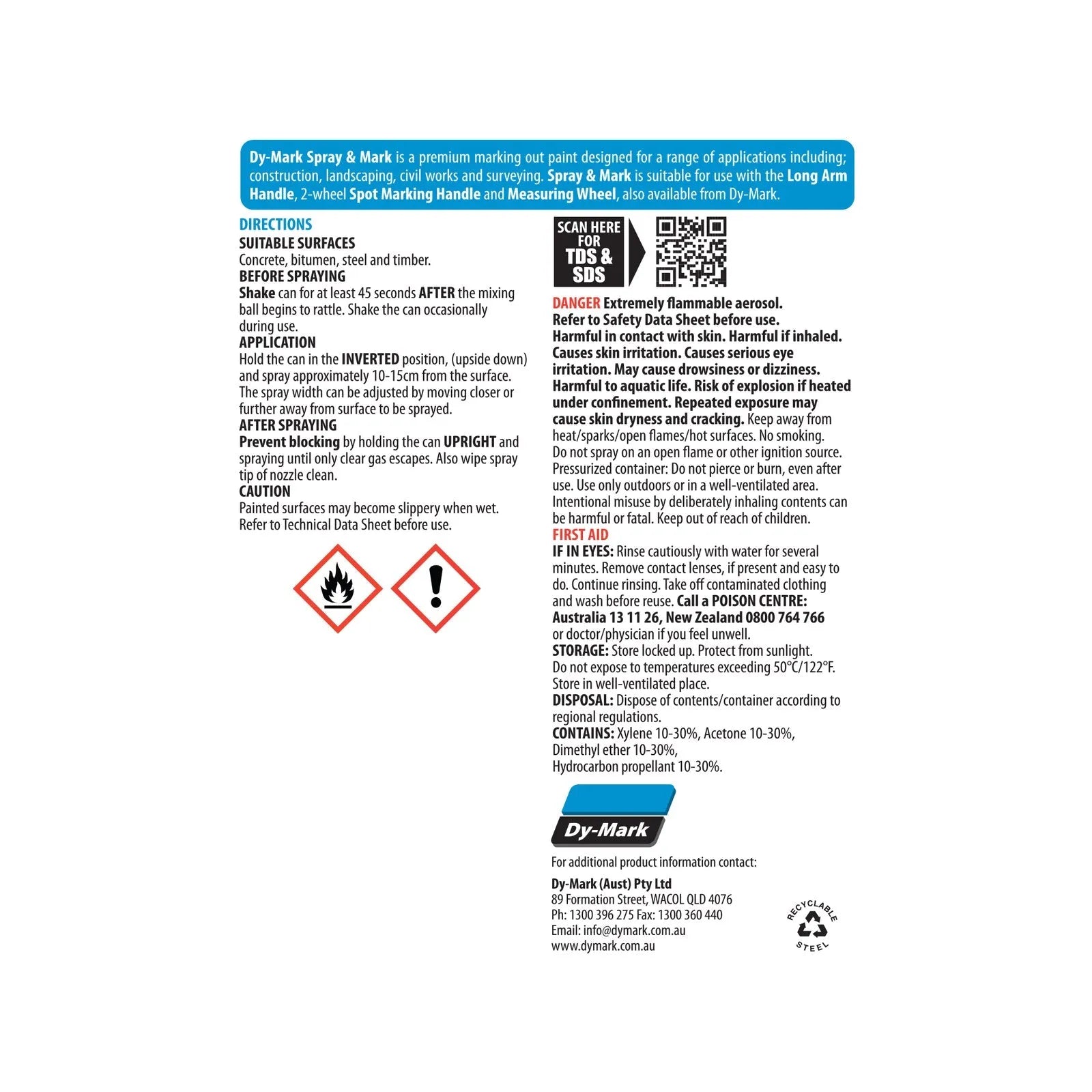 Dy-Mark 350g Fluoro Pink Spray & Mark Paint