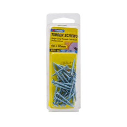 Zenith 6G x 30mm ZP Hinge-Long Threads Countersunk Head Timber Screws - 35 Pack