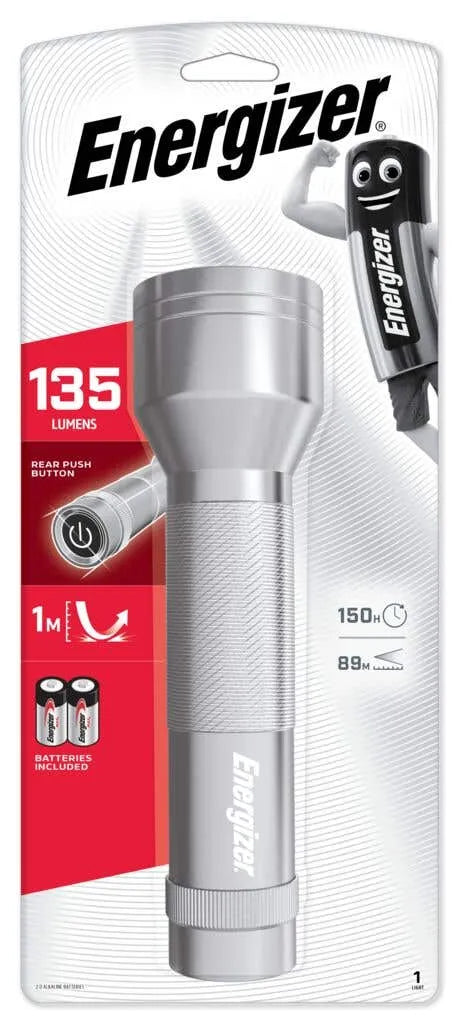 Energizer LED Metal Torch with 2 D Alkaline Batteries