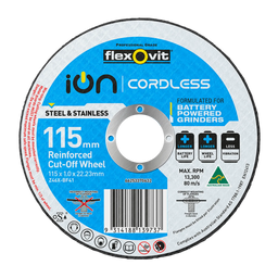 Flexovit 115 x 1 x 22.2mm Ion Cordless Reinforced Cut Off Wheel