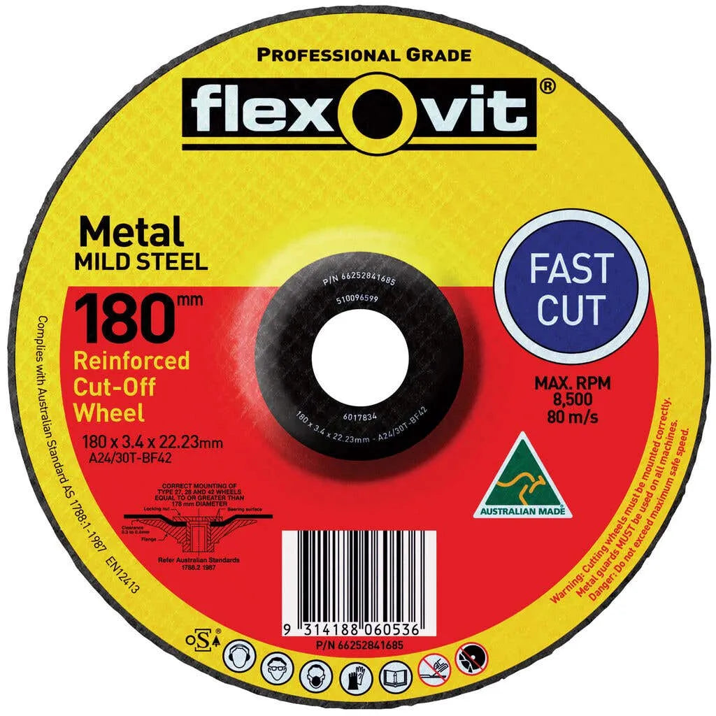 Flexovit Metal Cutting Wheel 180 x 3.4 x 22mm