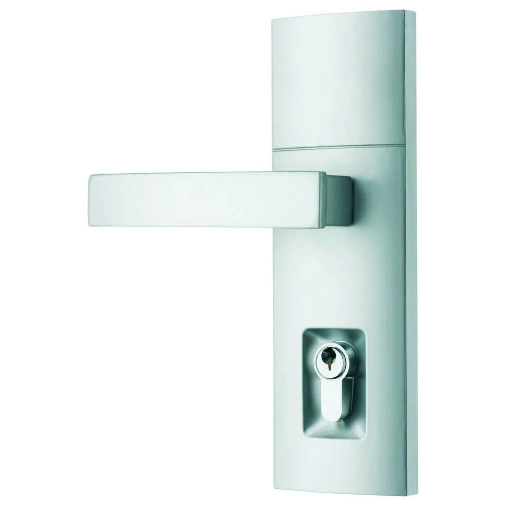 Gainsborough Trilock Angular Entrance Leverset Double Cylinder Satin Chrome 8951ANGSC