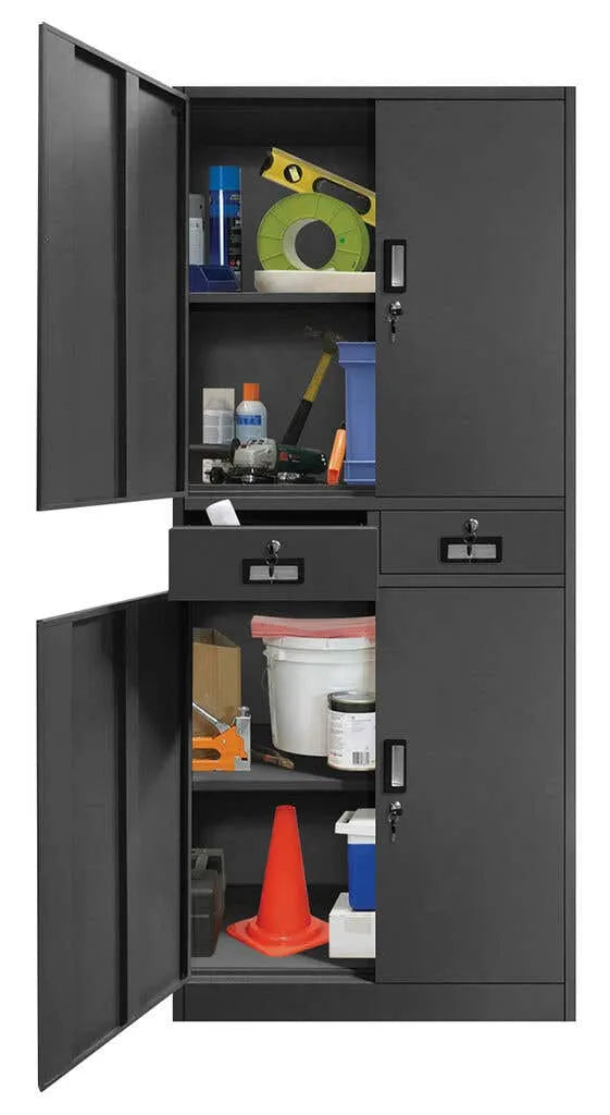 Garage Select 4 Door 2 Drawer Lockable Steel Cabinet Dark Grey